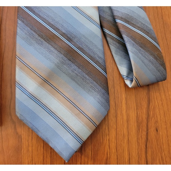 Vintage Wembley Necktie Striped 3.25 X 55 Blue Brown Gold Lot Of 2 - Picture 3 of 7